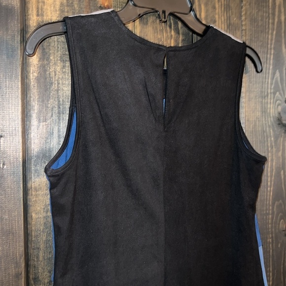 Spense Patchwork Dress 4 Denim Blue Grey Faux Suede Sheath Vtg Stretch Boho 90s - Picture 8 of 13